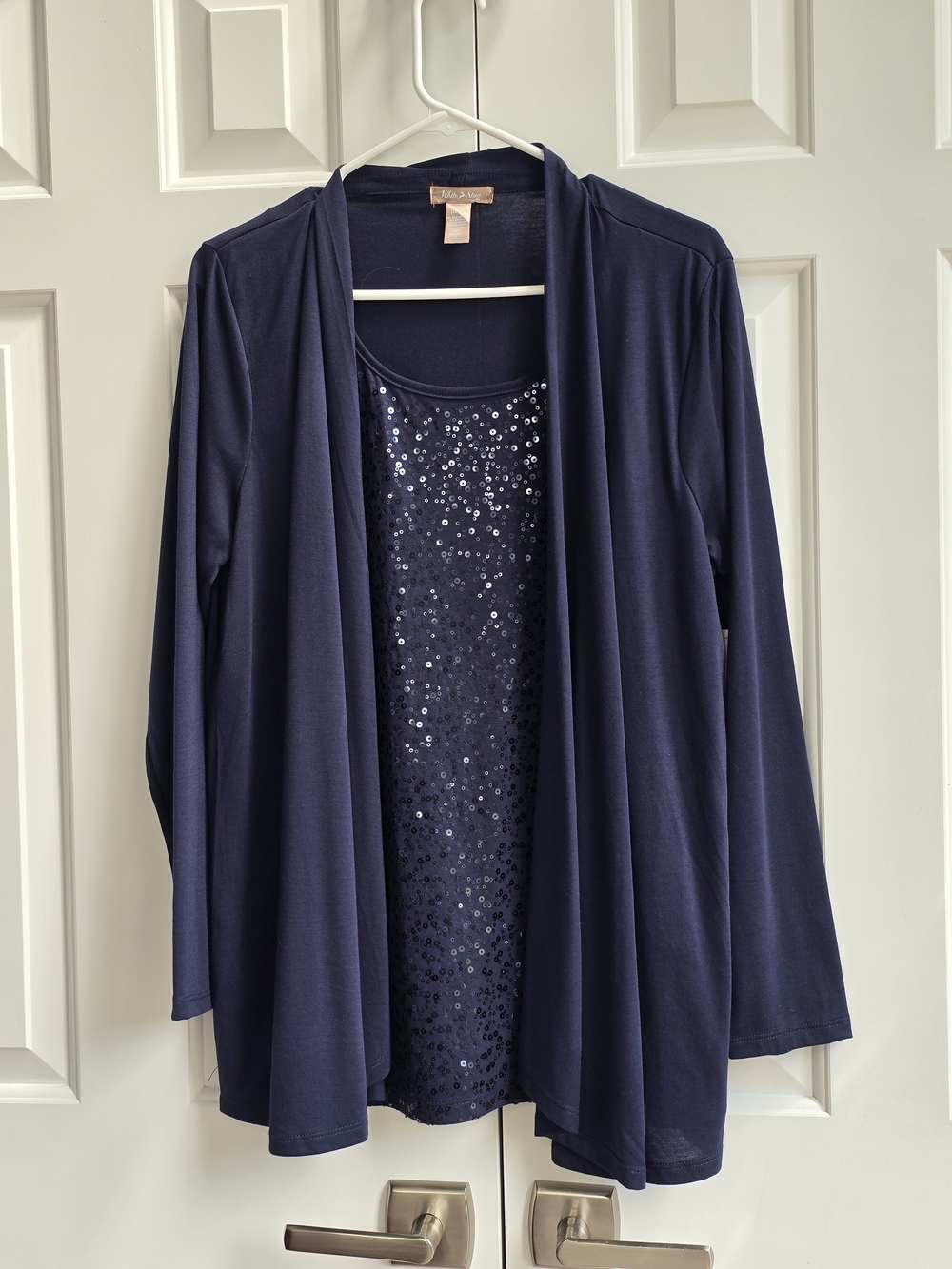 White Stag Navy Sequin-Front Two For One Cardigan